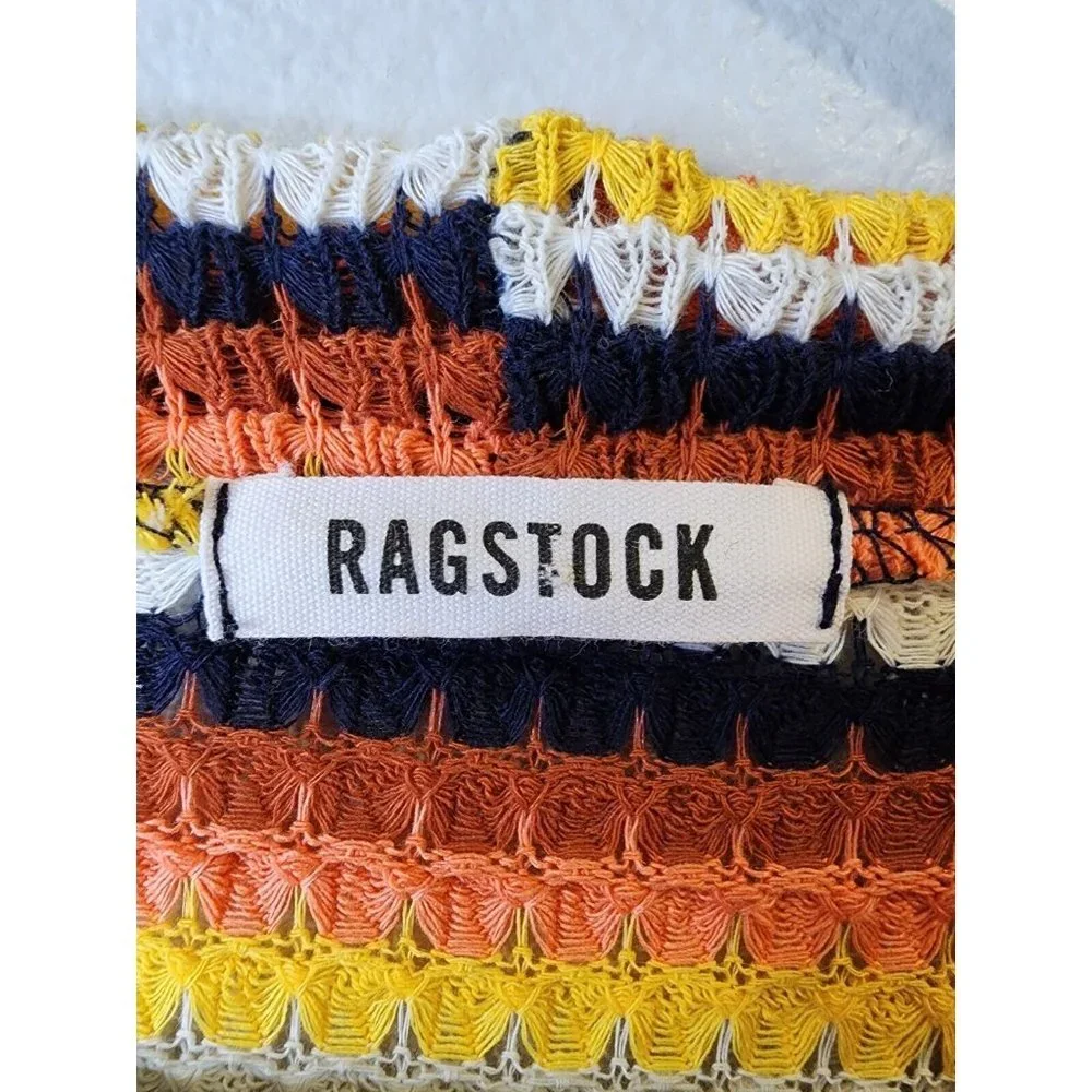 RagStock Large Womens Top Striped Crop Top Dolman Long Sleeve Shirt